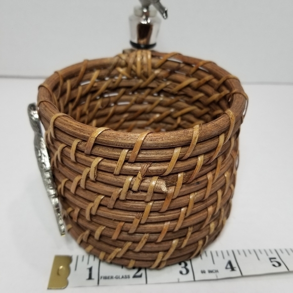 Rattan Wine Bottle Holder & Bird Stopper Basket Weave Unique Gift - Picture 9 of 12
